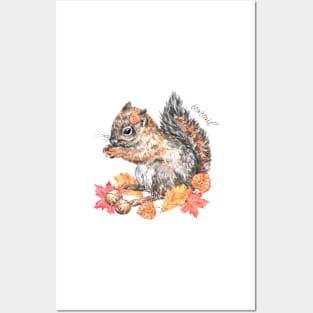 Squirrel in French Watercolor Posters and Art